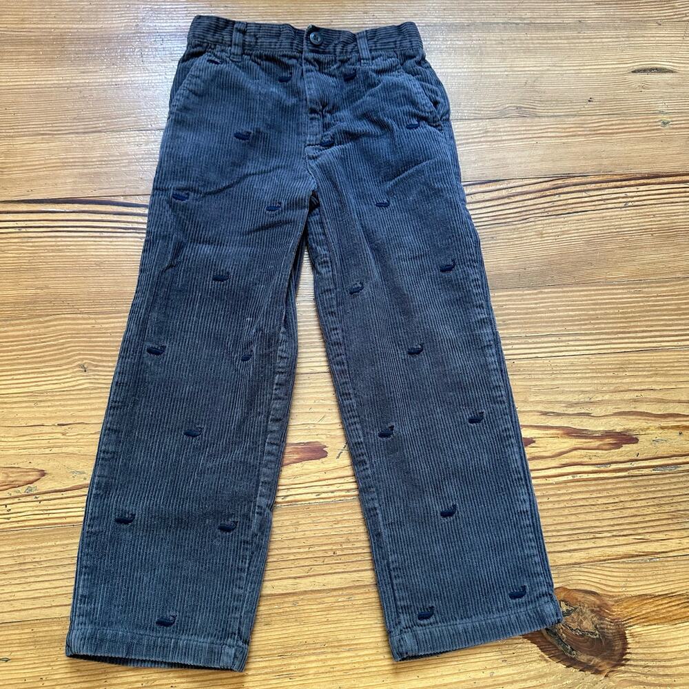 Kitestrings dark gray whale‎ embroidered corduroy pants SIZE 6